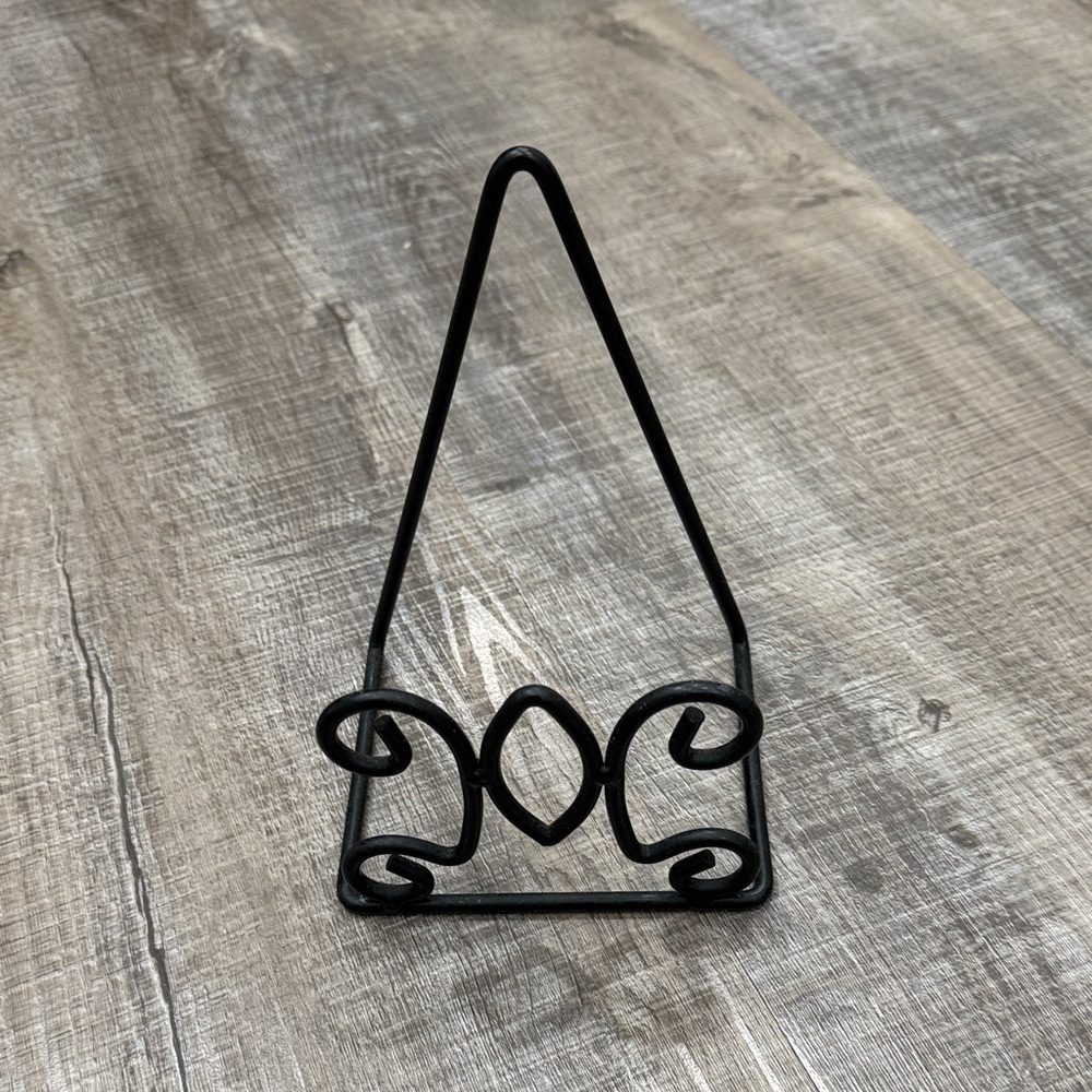 Black Metal stand :  display cookbooks, plates napkins letters multi use